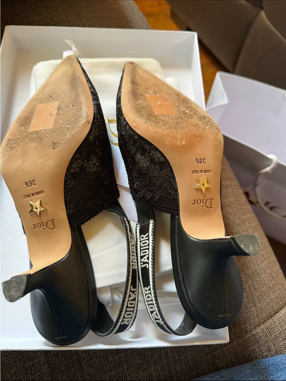 Dior Black Lace Pointed Slingback Heel - Picture 3 of 4